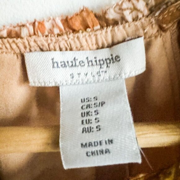 Haute Hippie Paisley Print Long Sleeve Chiffon Dress M - Picture 5 of 9